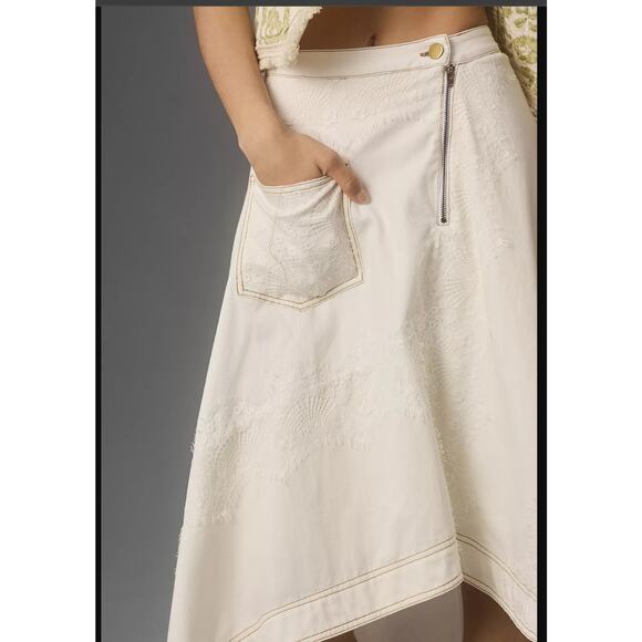 Pilcro Asymmetrical Denim Midi Skirt - New Size 10 - Picture 6 of 10